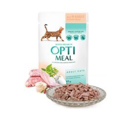 Opti Meal Super Premium Cat Food Pouch - Пауч за израснали котки - Заешко в бял сос 85 гр